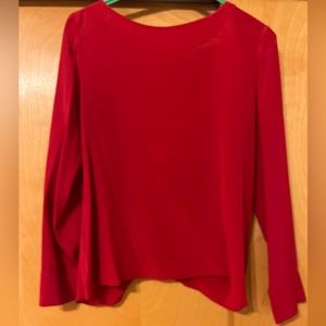 Club Monaco Red Silk Blouse with Twist Back